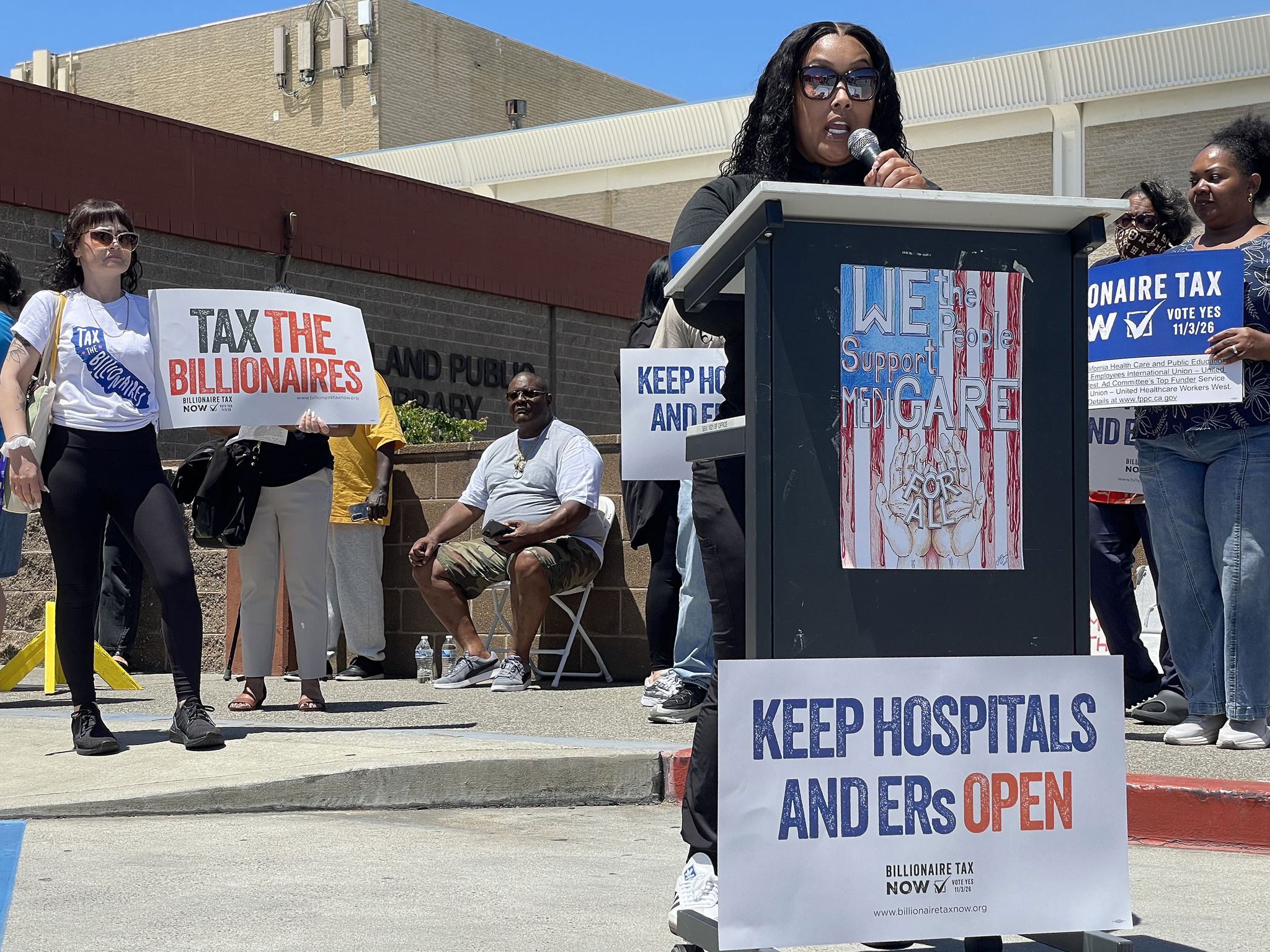 Oakland: Health Workers, Activists Protest H.R. 1 Funding Cuts, Call For Billionaire Tax